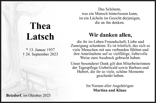 Traueranzeige von Thea Latsch von Siegener Zeitung