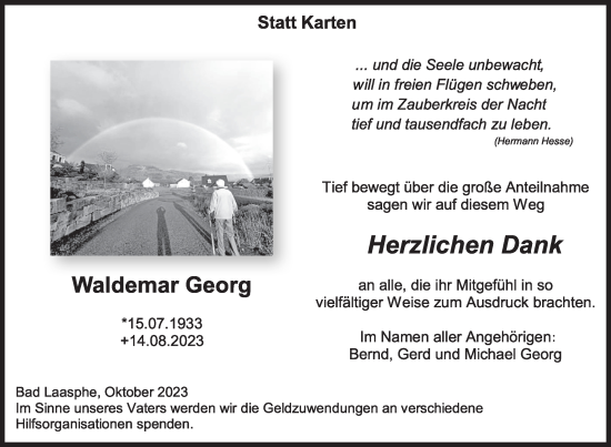 Traueranzeige von Waldemar Georg von Siegener Zeitung