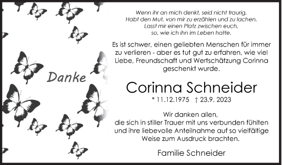 Traueranzeige von Corinna Schneider von Siegener Zeitung
