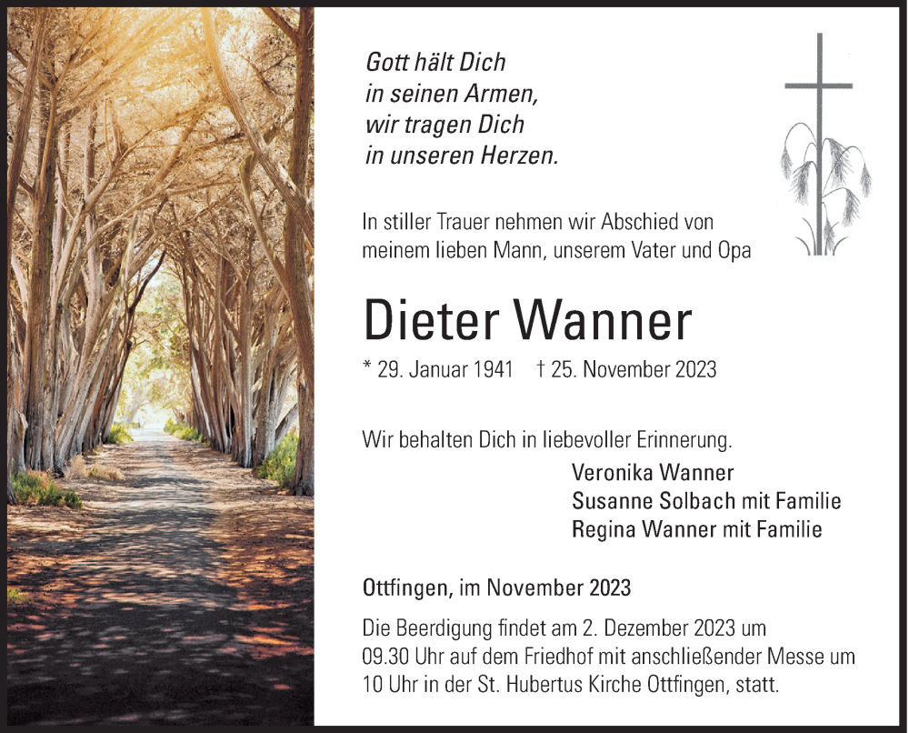  Traueranzeige für Dieter Wanner vom 29.11.2023 aus Siegener Zeitung