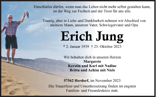 Traueranzeige von Erich Jung von Siegener Zeitung