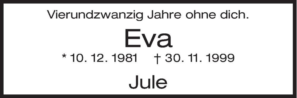  Traueranzeige für Eva  vom 30.11.2023 aus Siegener Zeitung