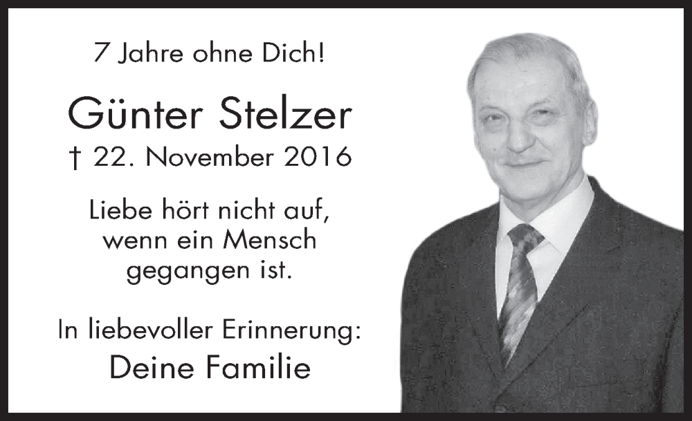  Traueranzeige für Günter Stelzer vom 22.11.2023 aus Siegener Zeitung