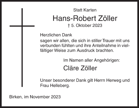 Traueranzeige von Hans-Robert Zöller von Siegener Zeitung