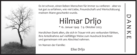 Traueranzeige von Hilmar Drljo von Siegener Zeitung