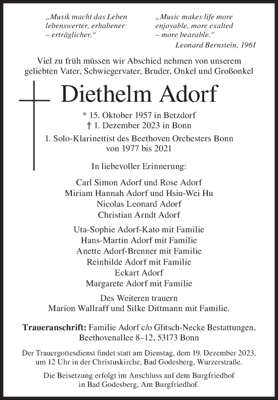 Traueranzeige von Diethelm Adorf von Siegener Zeitung