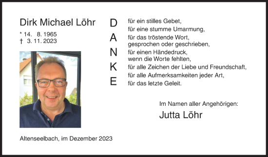 Traueranzeige von Dirk Michael Löhr von Siegener Zeitung