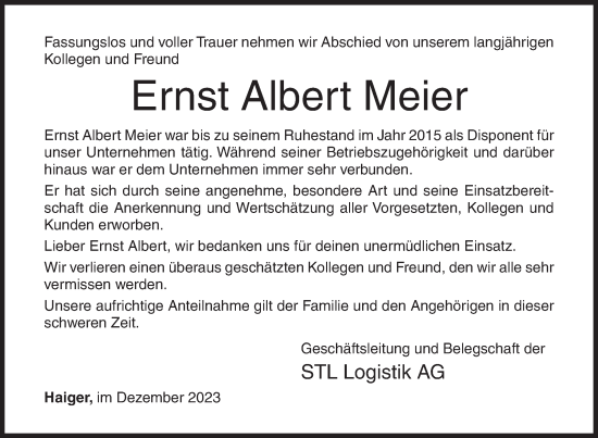 Traueranzeige von Ernst Albert Meier von Siegener Zeitung