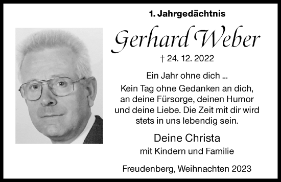 Traueranzeige von Gerhard Weber von Siegener Zeitung