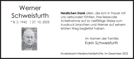 Traueranzeige von Karin Schweisfurth von Siegener Zeitung
