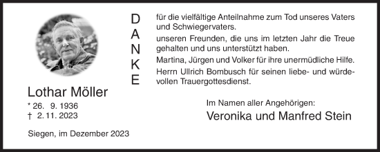 Traueranzeige von Lothar Möller von Siegener Zeitung
