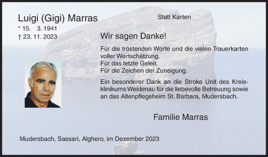 Traueranzeige von Luigi  Marras von Siegener Zeitung