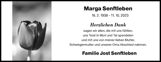 Traueranzeige von Marga Senftleben von Siegener Zeitung