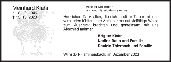 Traueranzeige von Meinhard Klahr von Siegener Zeitung