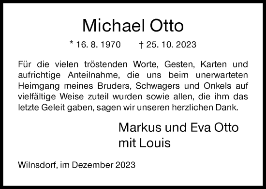 Traueranzeige von Michael Otto von Siegener Zeitung