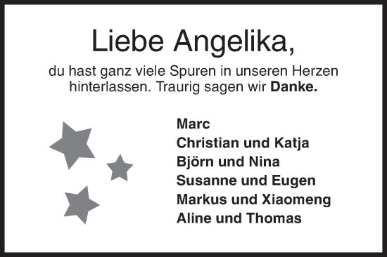 Traueranzeige von Angelika  von Siegener Zeitung