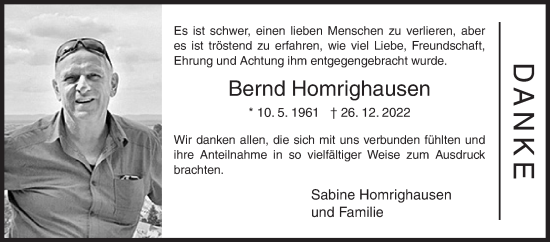 Traueranzeige von Bernd Homrighausen von Siegener Zeitung