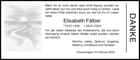 Traueranzeige von Elisabeth Fälber von Siegener Zeitung