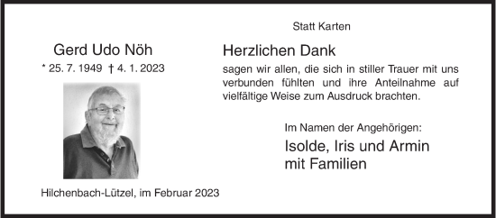 Traueranzeige von Gerd Udo Nöh von Siegener Zeitung