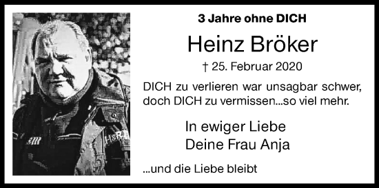 Traueranzeige von Heinz Bröker von Siegener Zeitung