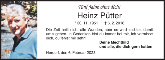 Traueranzeige von Heinz Pütter von Siegener Zeitung