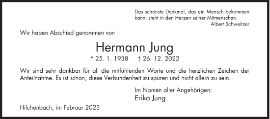 Traueranzeige von Hermann Jung von Siegener Zeitung