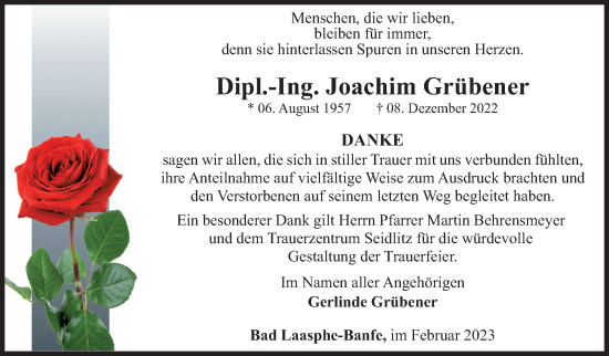 Traueranzeige von Joachim Grübener von Siegener Zeitung