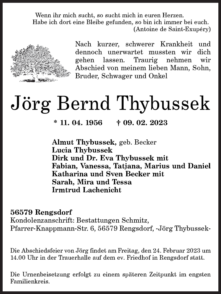  Traueranzeige für Jörg Bernd Thybussek vom 18.02.2023 aus Siegener Zeitung