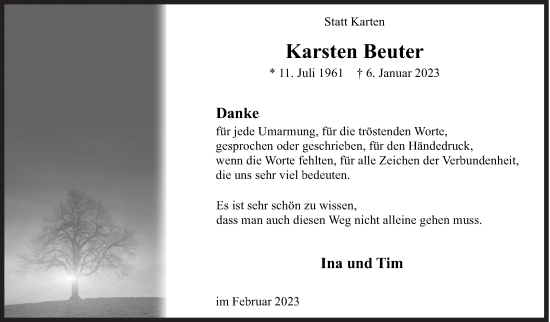 Traueranzeige von Karsten Beuter von Siegener Zeitung