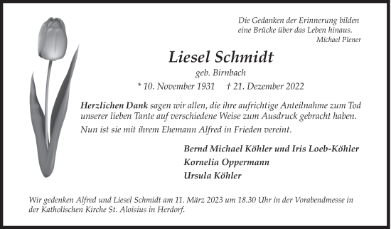 Traueranzeige von Liesel Schmidt von Siegener Zeitung