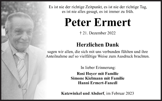 Traueranzeige von Peter Ermert von Siegener Zeitung