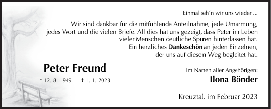 Traueranzeige von Peter Freund von Siegener Zeitung