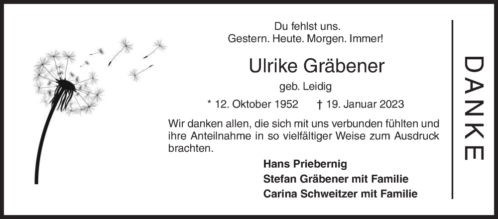 Traueranzeige für Ulrike Gräbener vom 25.02.2023 aus Siegener Zeitung