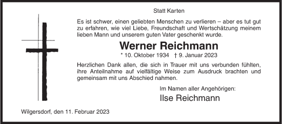 Traueranzeige von Werner Reichmann von Siegener Zeitung