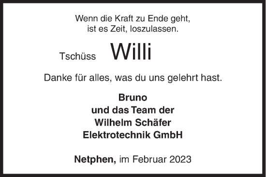 Traueranzeige von Willi  von Siegener Zeitung