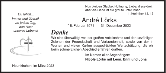 Traueranzeige von André Lörks von Siegener Zeitung