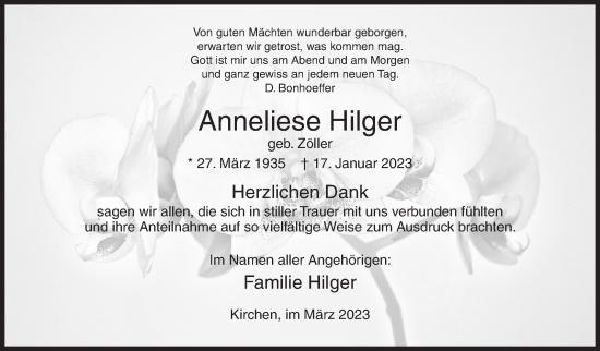 Traueranzeige von Anneliese Hilger von Siegener Zeitung