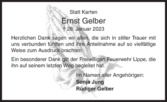Traueranzeige von Ernst Gelber von Siegener Zeitung