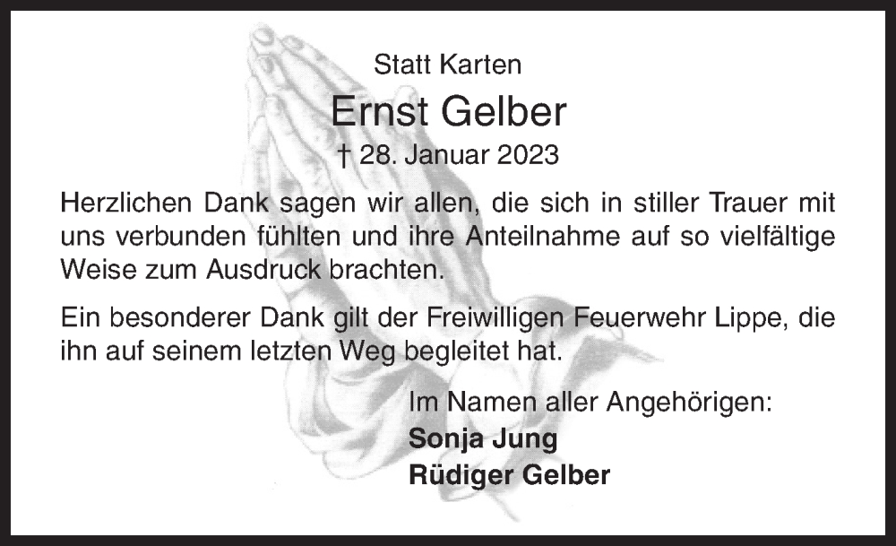  Traueranzeige für Ernst Gelber vom 25.03.2023 aus Siegener Zeitung