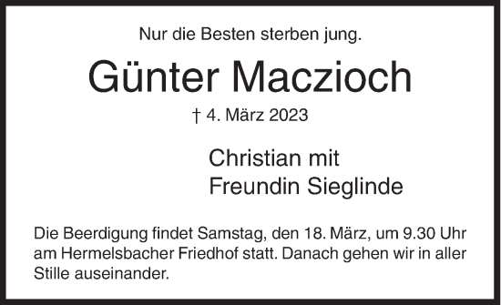 Traueranzeige von Günter Maczioch von Siegener Zeitung
