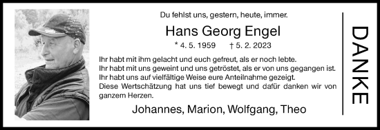 Traueranzeige von Hans Georg Engel von Siegener Zeitung