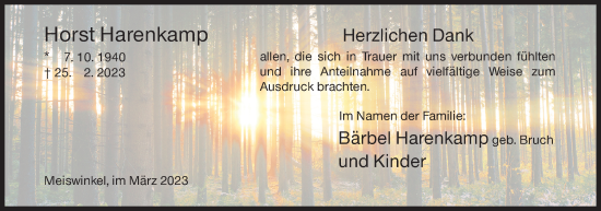 Traueranzeige von Horst Harenkamp von Siegener Zeitung