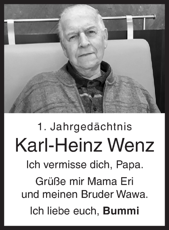 Traueranzeige von Karl-Heinz Wenz von Siegener Zeitung