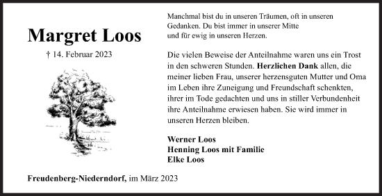 Traueranzeige von Margret Loos von Siegener Zeitung