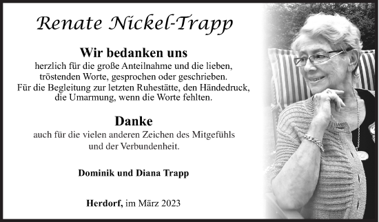 Traueranzeige von Renate Nickel-Trapp von Siegener Zeitung