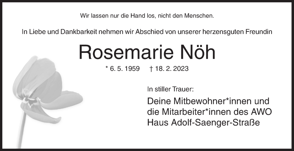  Traueranzeige für Rosemarie Nöh vom 04.03.2023 aus Siegener Zeitung