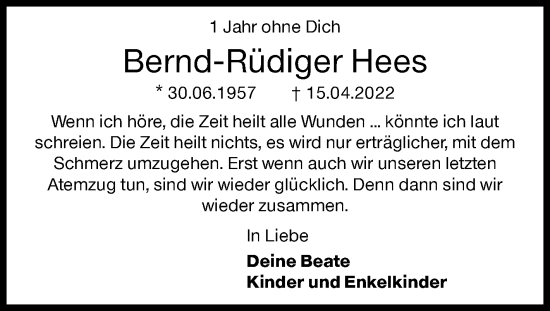 Traueranzeige von Bernd-Rüdiger Hees von Siegener Zeitung