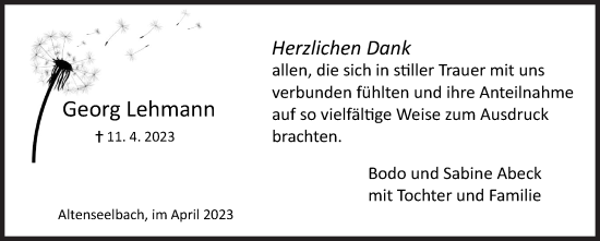 Traueranzeige von Georg Lehmann von Siegener Zeitung