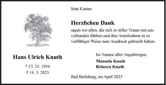 Traueranzeige von Hans Ulrich Knuth von Siegener Zeitung