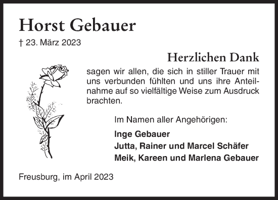Traueranzeige von Horst Gebauer von Siegener Zeitung